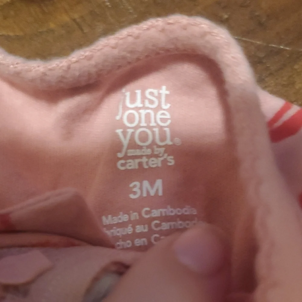 🐻 Carter's Pink Heart Print Footed One Piece